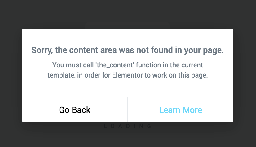 The Content Area Was Not Found in Your Page